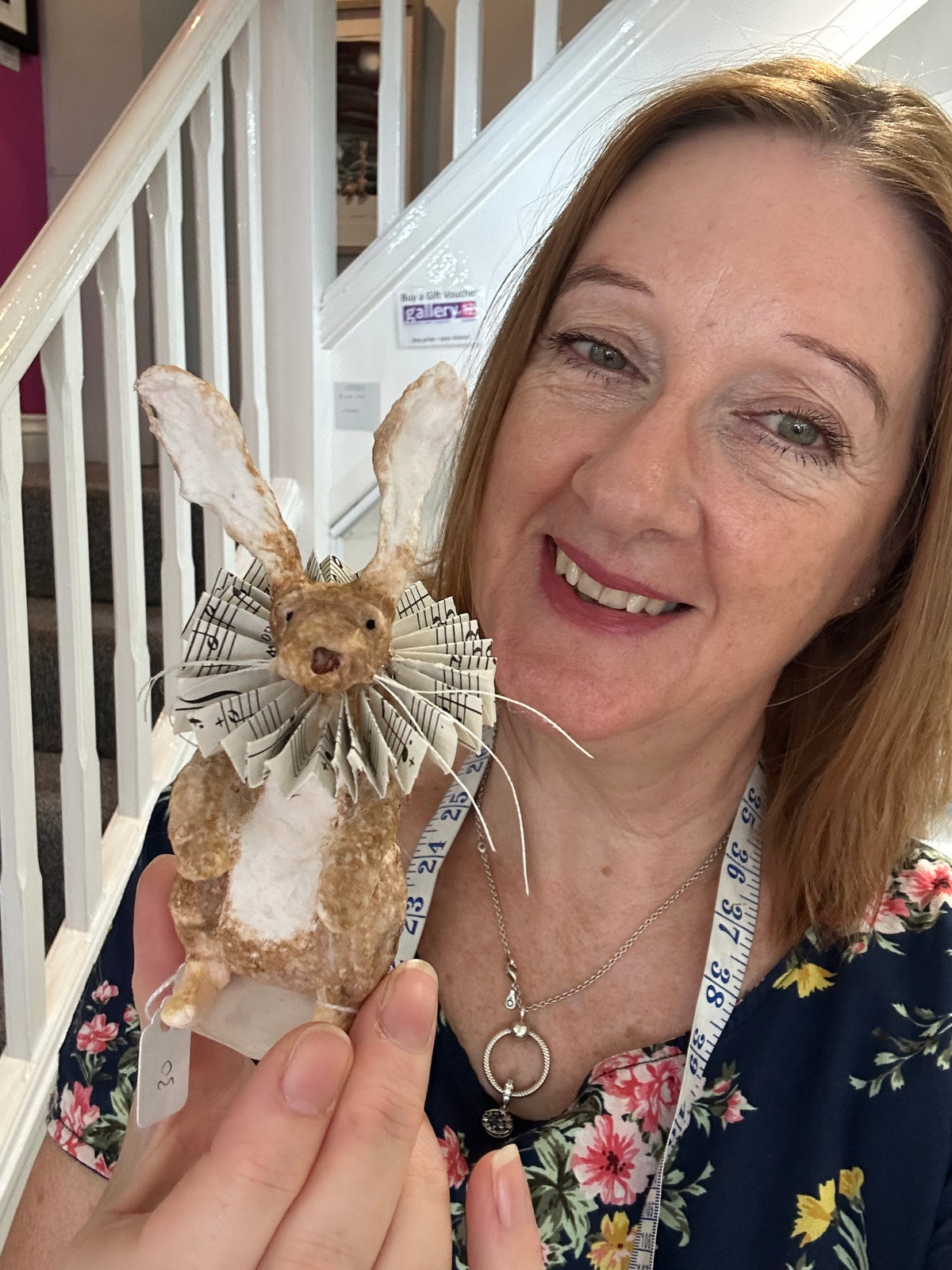 Handcrafted spun cotton Hare sculpture