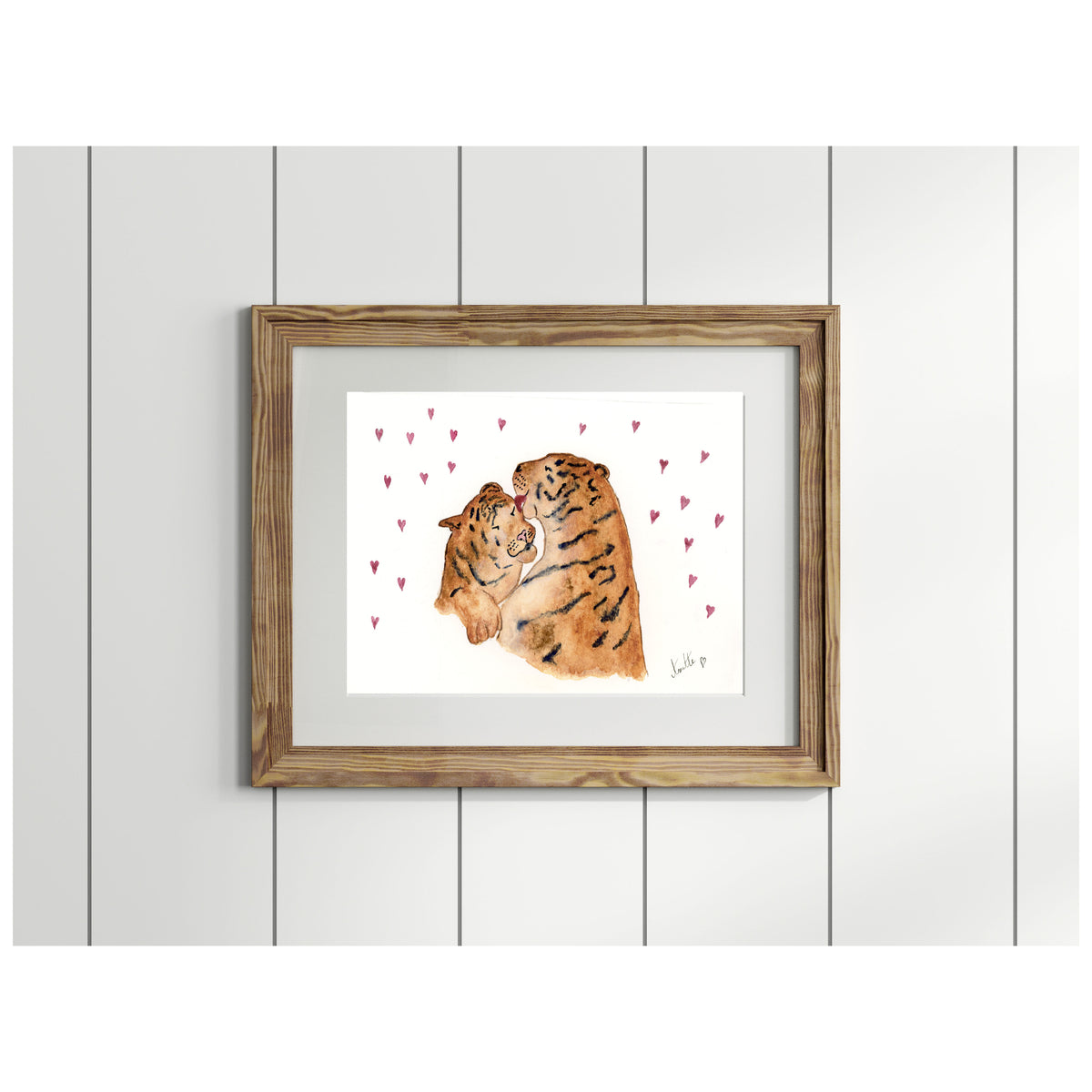 Original Watercolour Tiger Painting - Sloppy Kisses