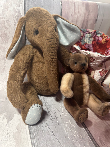 Henri - Handmade Brown Mohair Artist Bear / Elephant  30cm