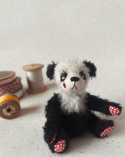 Handmade Gold Mohair Artist Panda Bear 13cm