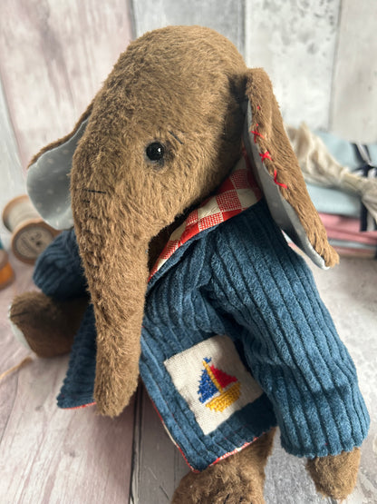 Henri - Handmade Brown Mohair Artist Bear / Elephant  30cm