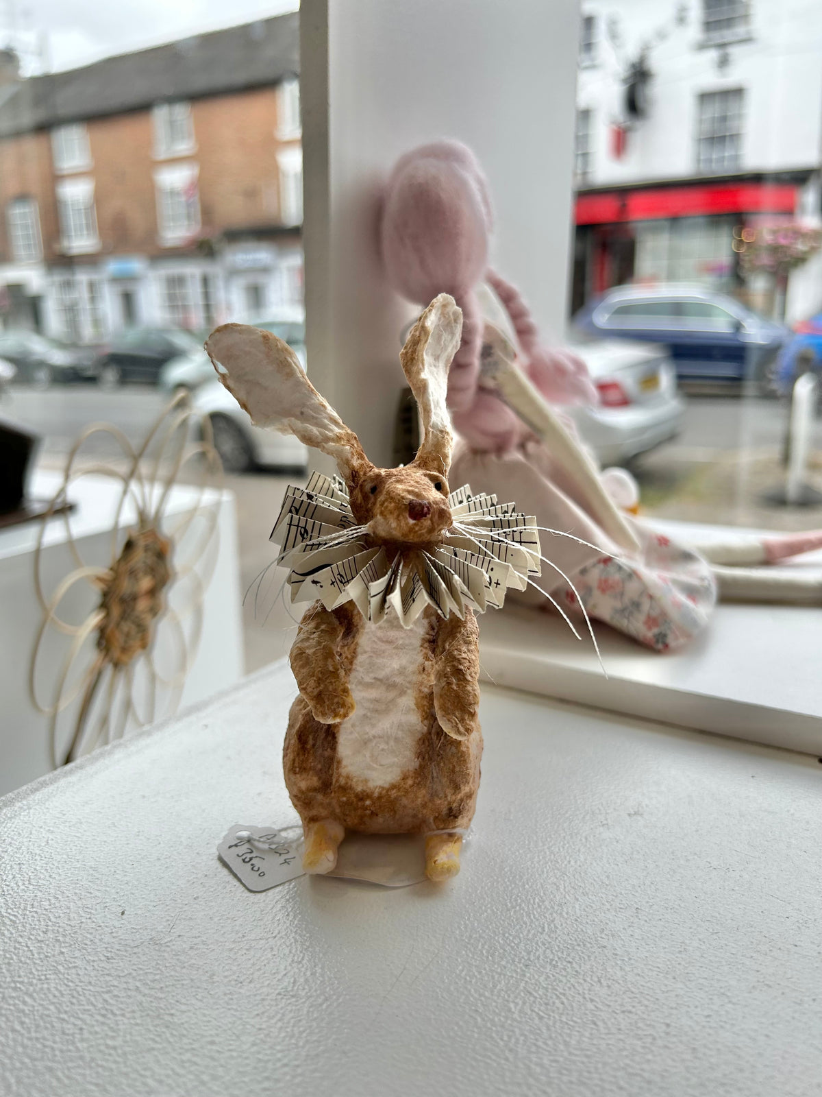 Handcrafted spun cotton Hare sculpture