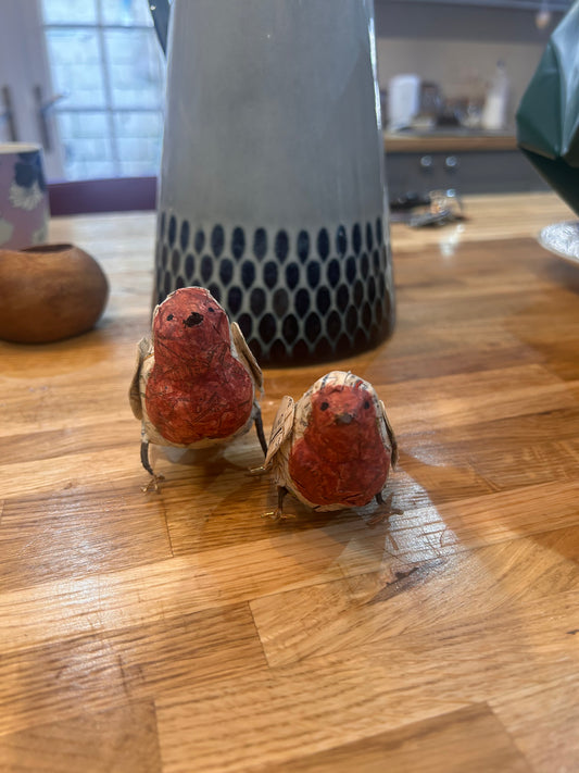 Handmade Made to Order Spun Cotton Ornament Robin