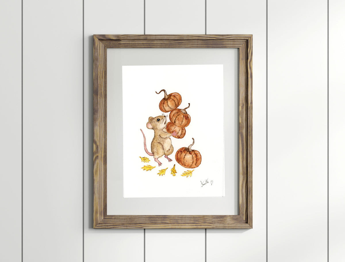Fine art Giclee print of a little cute mouse illustration.