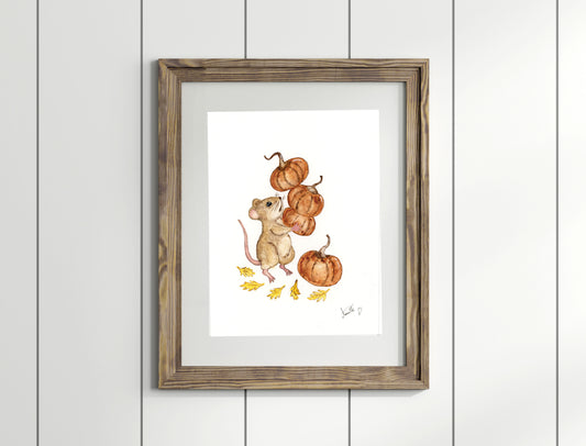 Fine art Giclee print of a little cute mouse illustration.