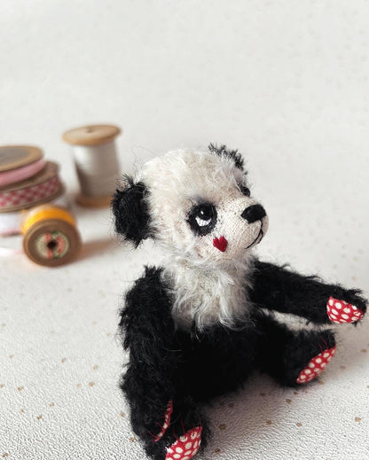 Handmade Gold Mohair Artist Panda Bear 13cm