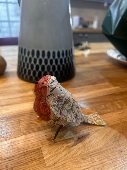 Handmade Made to Order Spun Cotton Ornament Robin