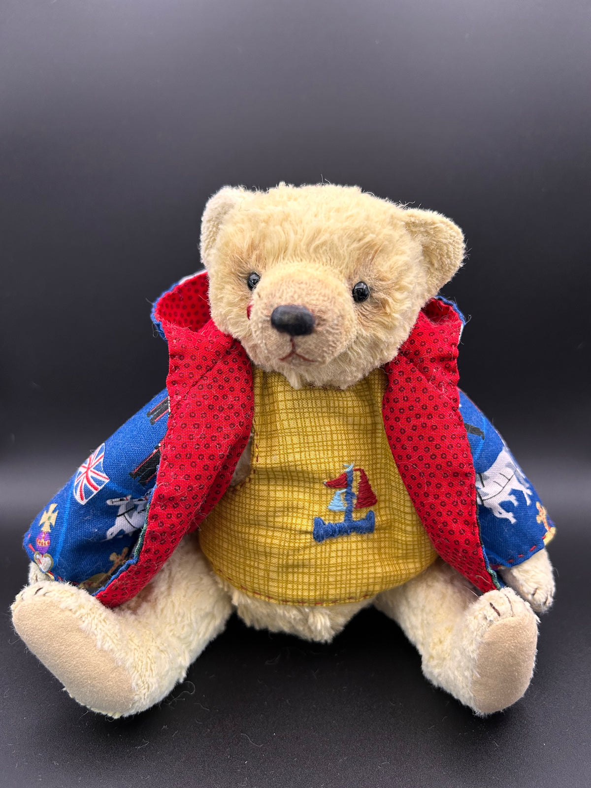 Handmade lemon Mohair Artist Bear 21cm one of a kind OOAK